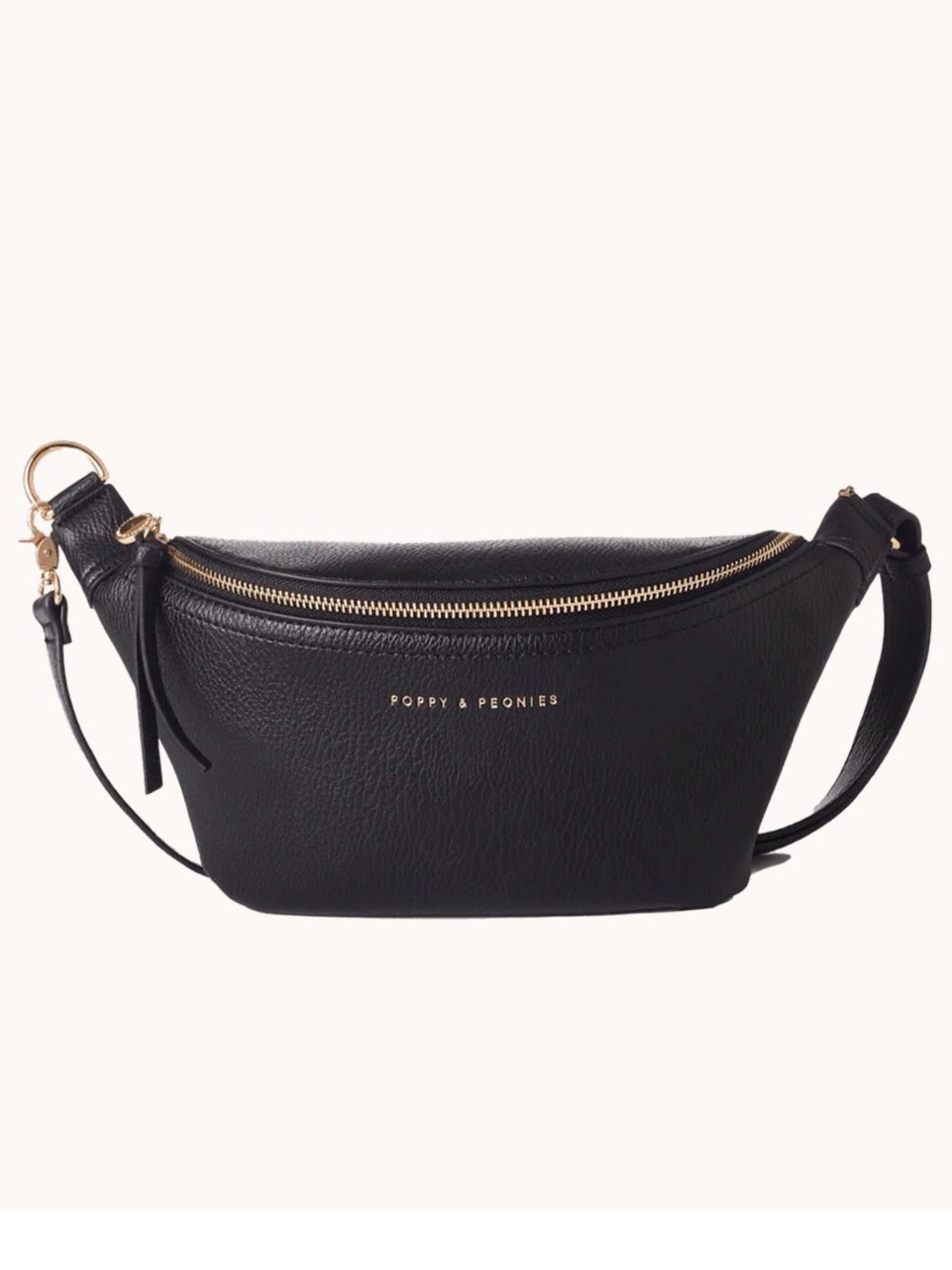 Poppy & Peonies Black Vegan Crossbody Belt Bag  (The Sidekick)